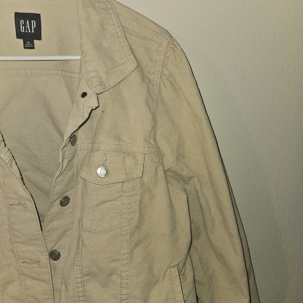 Gap Womens Beige Puff Sleeve Button Up Corduroy Jacket Size X-Large - Picture 4 of 11